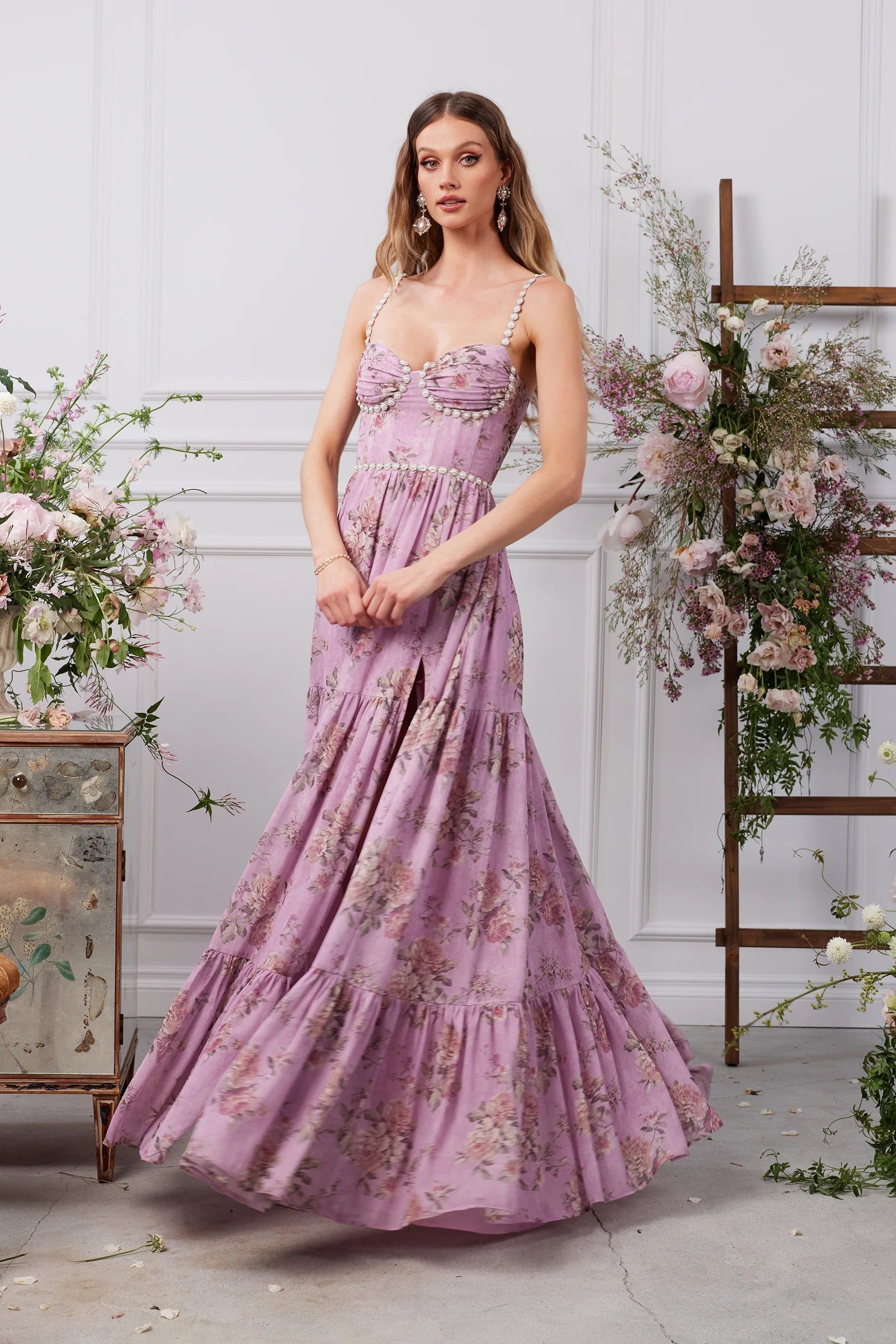 Women's Wedding Guest Floral Halter Maxi Dress - product image 47